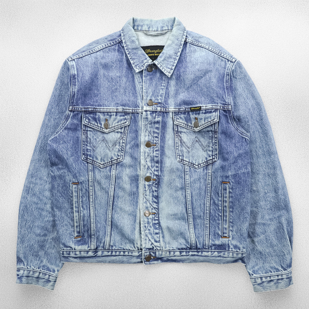 Wrangler 90年代 デニムジャケット Gジャン L ライトブルー ストーンウォッシュ インディゴ AUTHENTIC WESTERN 121172