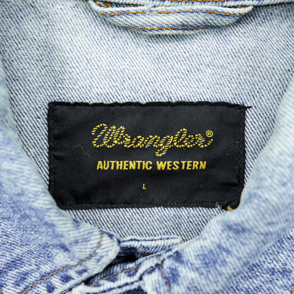 Wrangler 90年代 デニムジャケット Gジャン L ライトブルー ストーンウォッシュ インディゴ AUTHENTIC WESTERN 121172