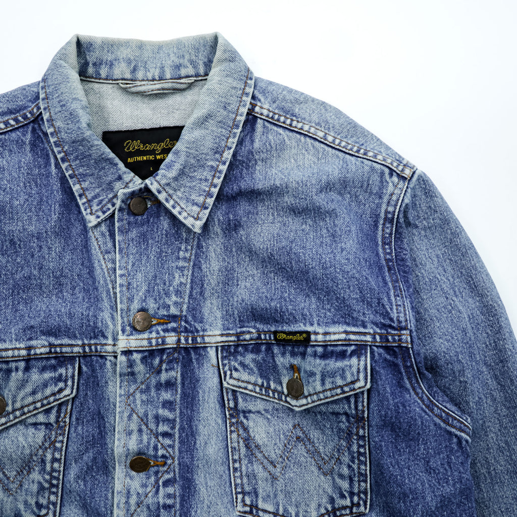 Wrangler 90年代 デニムジャケット Gジャン L ライトブルー ストーンウォッシュ インディゴ AUTHENTIC WESTERN 121172