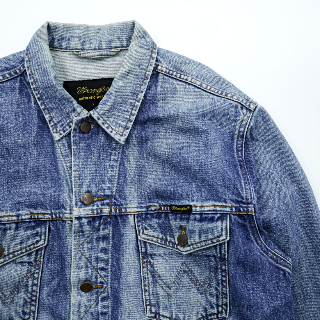 Wrangler 90年代 デニムジャケット Gジャン L ライトブルー ストーンウォッシュ インディゴ AUTHENTIC WESTERN 121172