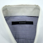 GUCCI イタリア製 クレリックシャツ ドレスシャツ M ストライプ ブルー コットン G9U9BR
