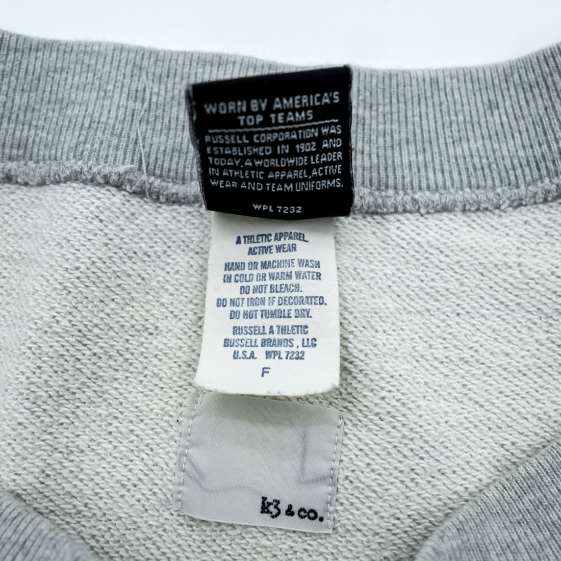 RUSSELL ATHLETIC × K3 & Co. アーチロゴ スウェット トレーナー FREE ワイド グレー ドロップショルダー 1668-599-1588