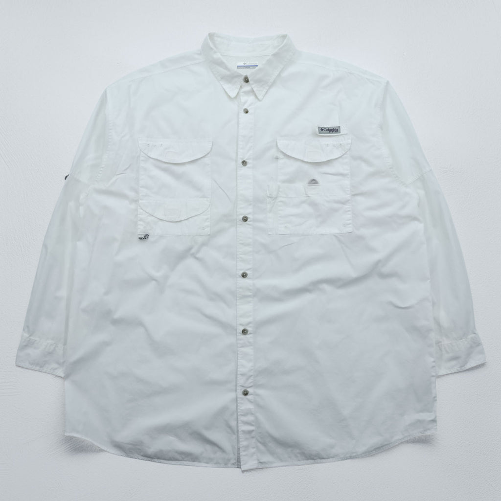 Columbia PFG フィッシングシャツ XXL ホワイト 胸ポケット コットン ビッグサイズ FM7120