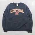 JERZEES カレッジ スウェット トレーナー M ブラック NU BLEND コットン クルーネック CENTRAL アーチロゴ