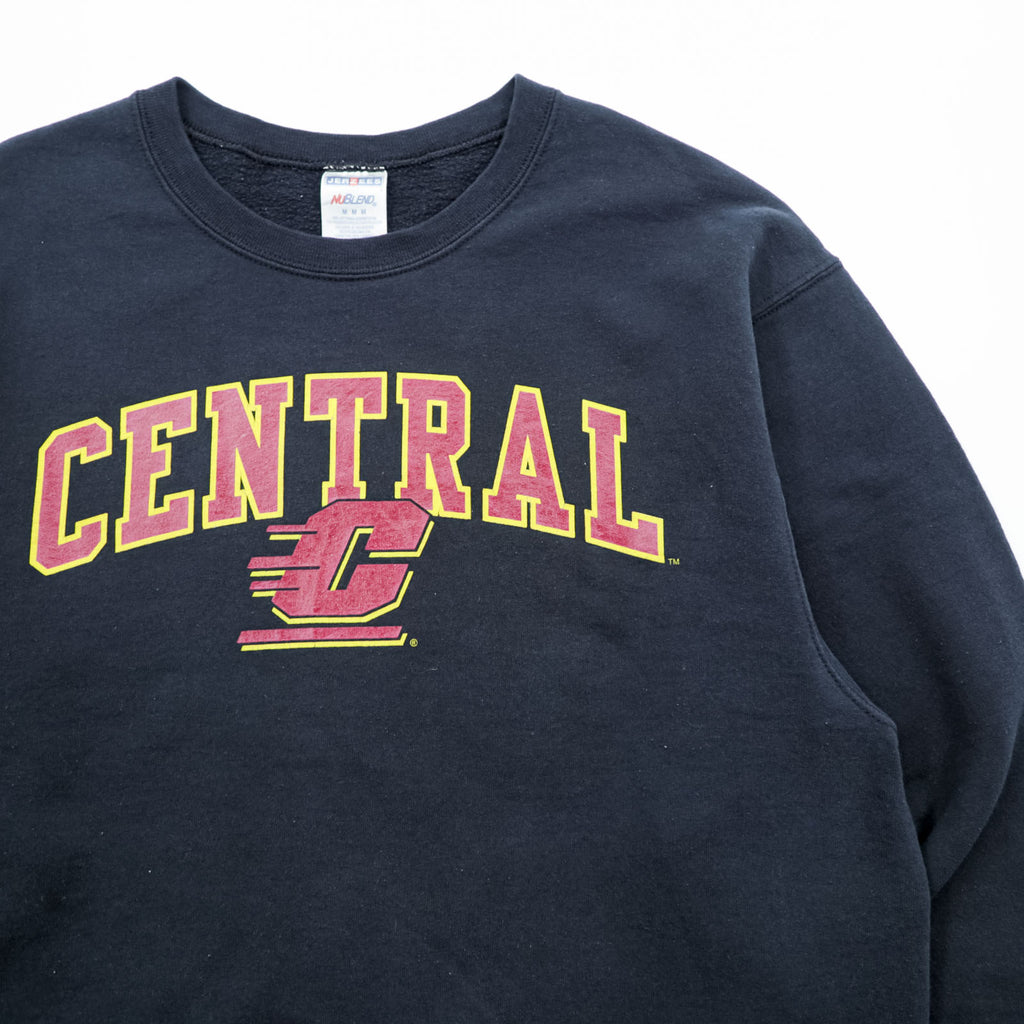 JERZEES カレッジ スウェット トレーナー M ブラック NU BLEND コットン クルーネック CENTRAL アーチロゴ