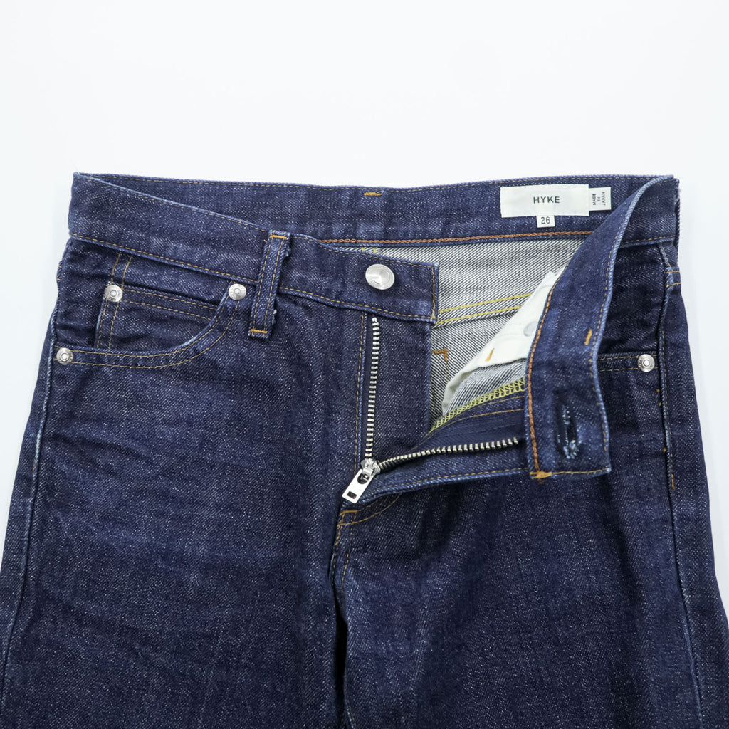 HYKE Tight Slim Indigo Denim Jeans Size 26 Made in Japan Minimalist Skinny Fit Dark Wash