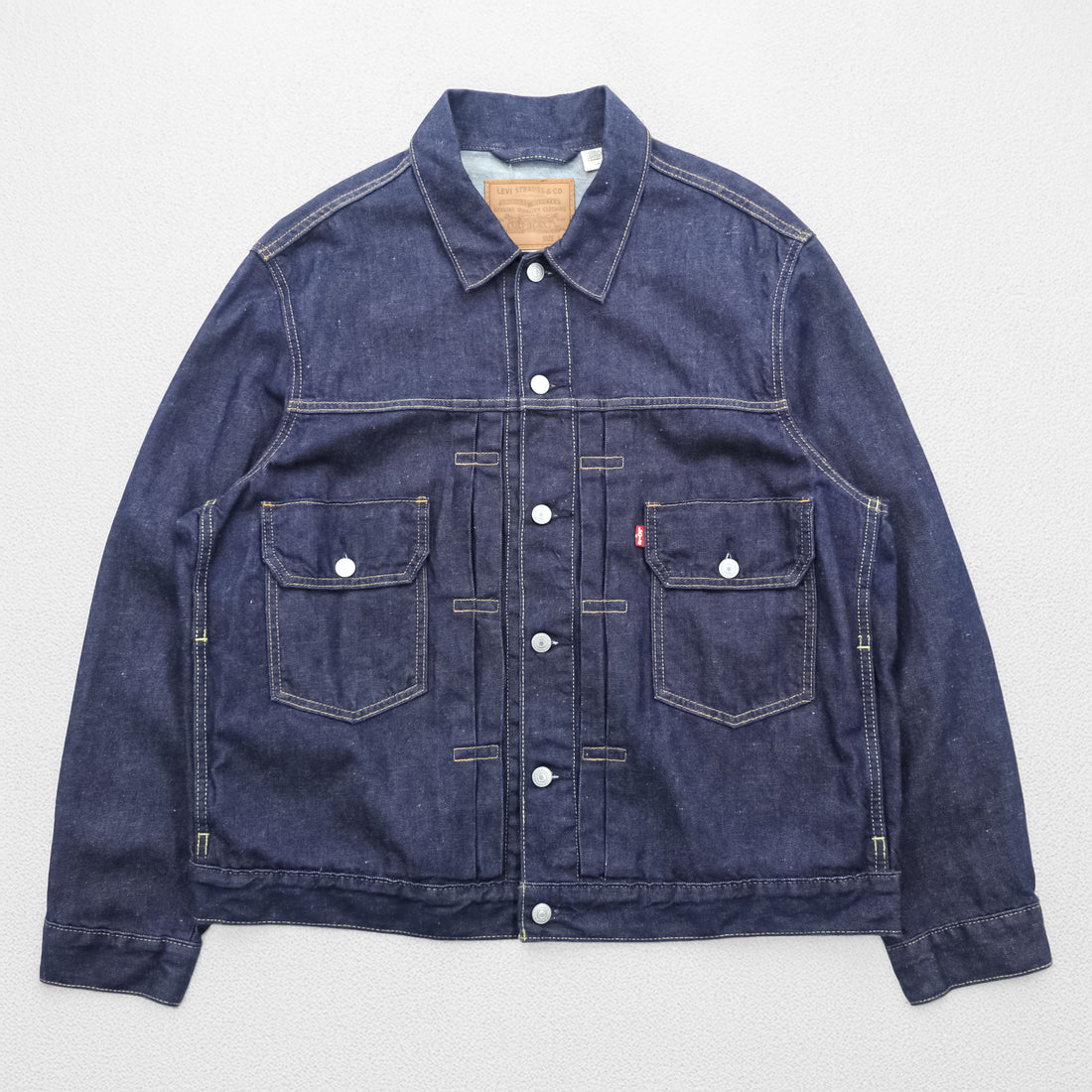 Levi Strauss TYPE 2 Trucker Jacket 2Tuck Pleats Big E Loose Fit Dark Blue L 56862-0002