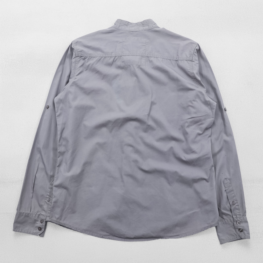 MATE L'EAU VESTES SHIRT チャイナシャツ L グレー コットン ユーロワーク 聖林公司 チュニジア製
