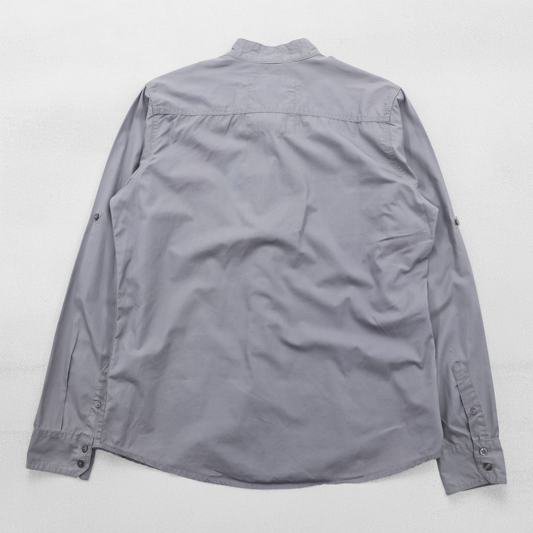 MATE L'EAU VESTES SHIRT チャイナシャツ L グレー コットン ユーロワーク 聖林公司 チュニジア製