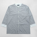 BURBERRY LONDON 90年代 バンドカラー ノバチェックシャツ L ブルー ボックスシルエット 日本製