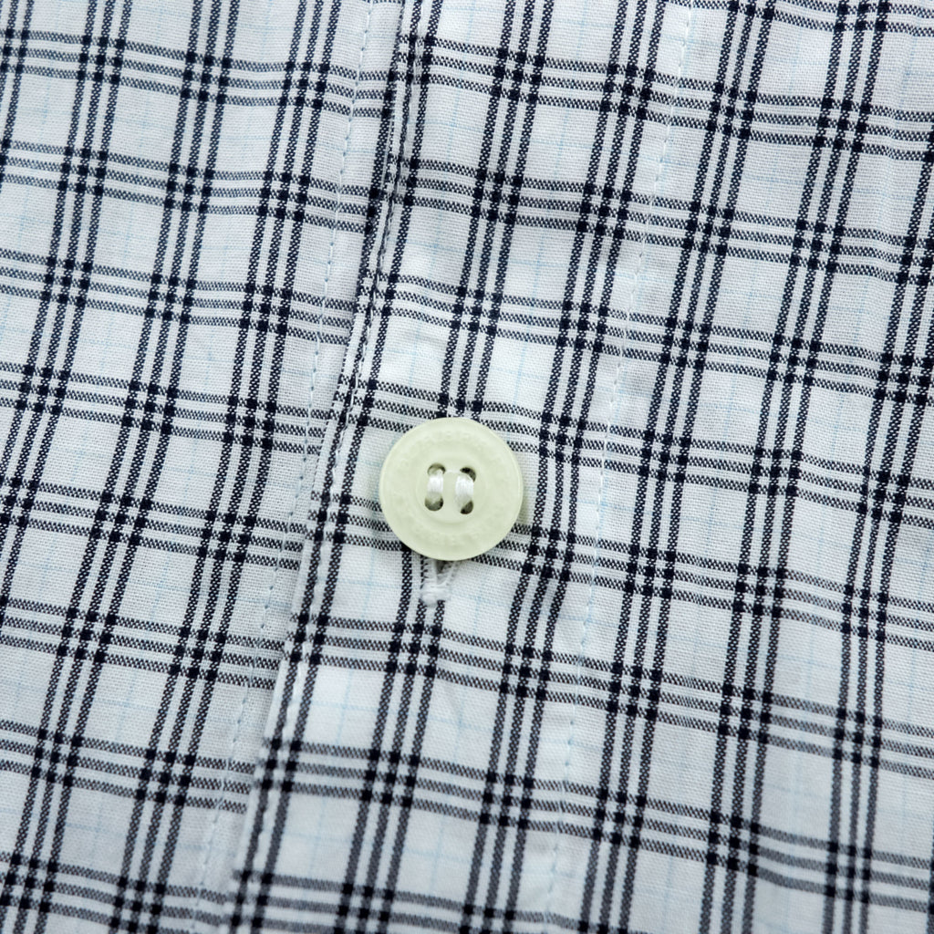 BURBERRY LONDON 90年代 バンドカラー ノバチェックシャツ L ブルー ボックスシルエット 日本製