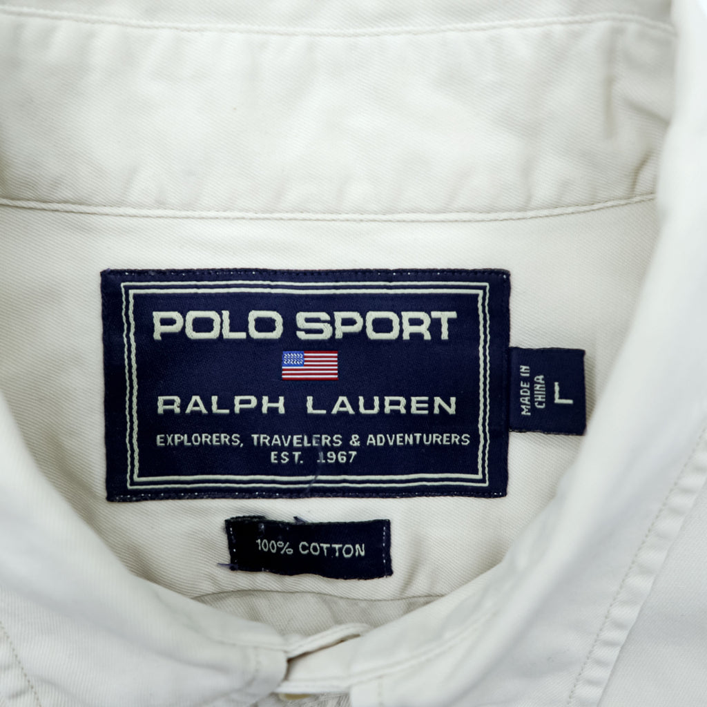 POLO SPORT RALPH LAUREN 90年代 サファリシャツ ミリタリー ワークシャツ L ベージュ フラップ 胸ポケット