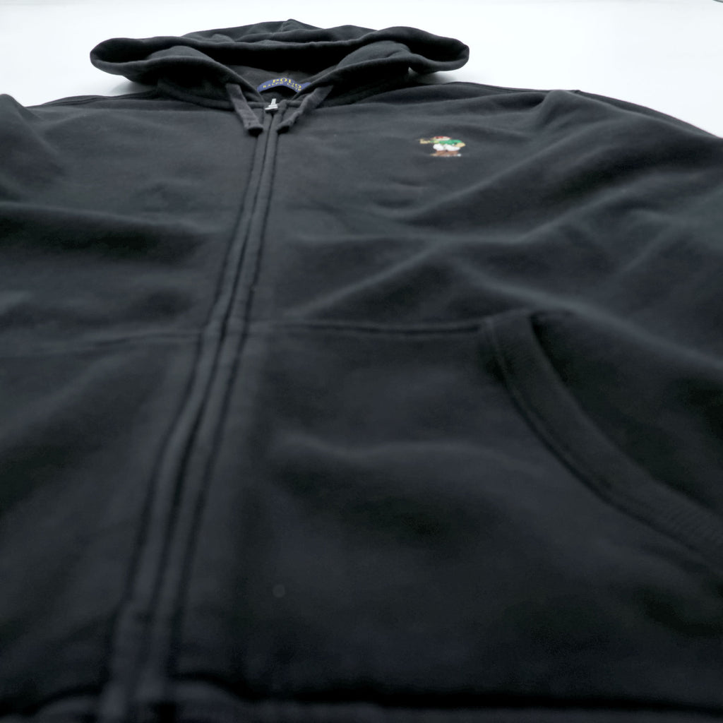 Polo Ralph Lauren ポロベア ジップパーカー L ブラック フロントポケット コットン