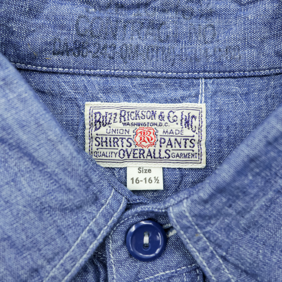 BUZZ RICKSON'S 日本製 シャンブレー ワークシャツ L インディゴブルー 胸ポケット コットン