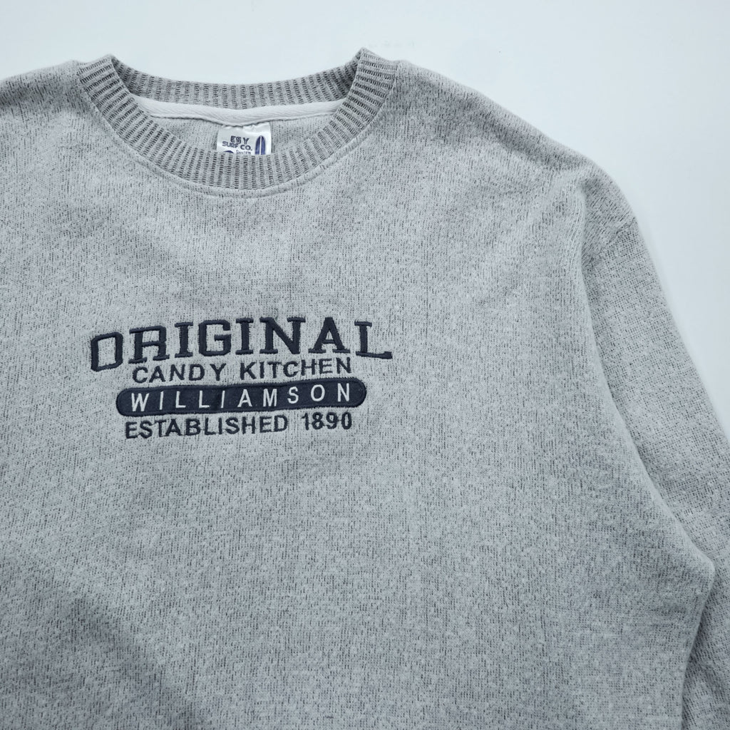 ESY SURF CO. 00年代 ヴィンテージ カレッジ 刺繍 スウェット トレーナー XL グレー ORIGINAL CANDY KITCHEN WILLIAMSON