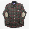 PENDLETON フランネルシャツ 長袖 ウールシャツ L チェック グリーン エルボーパッチ 胸ポケット VIRGIN WOOL