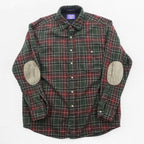 PENDLETON フランネルシャツ 長袖 ウールシャツ L チェック グリーン エルボーパッチ 胸ポケット VIRGIN WOOL