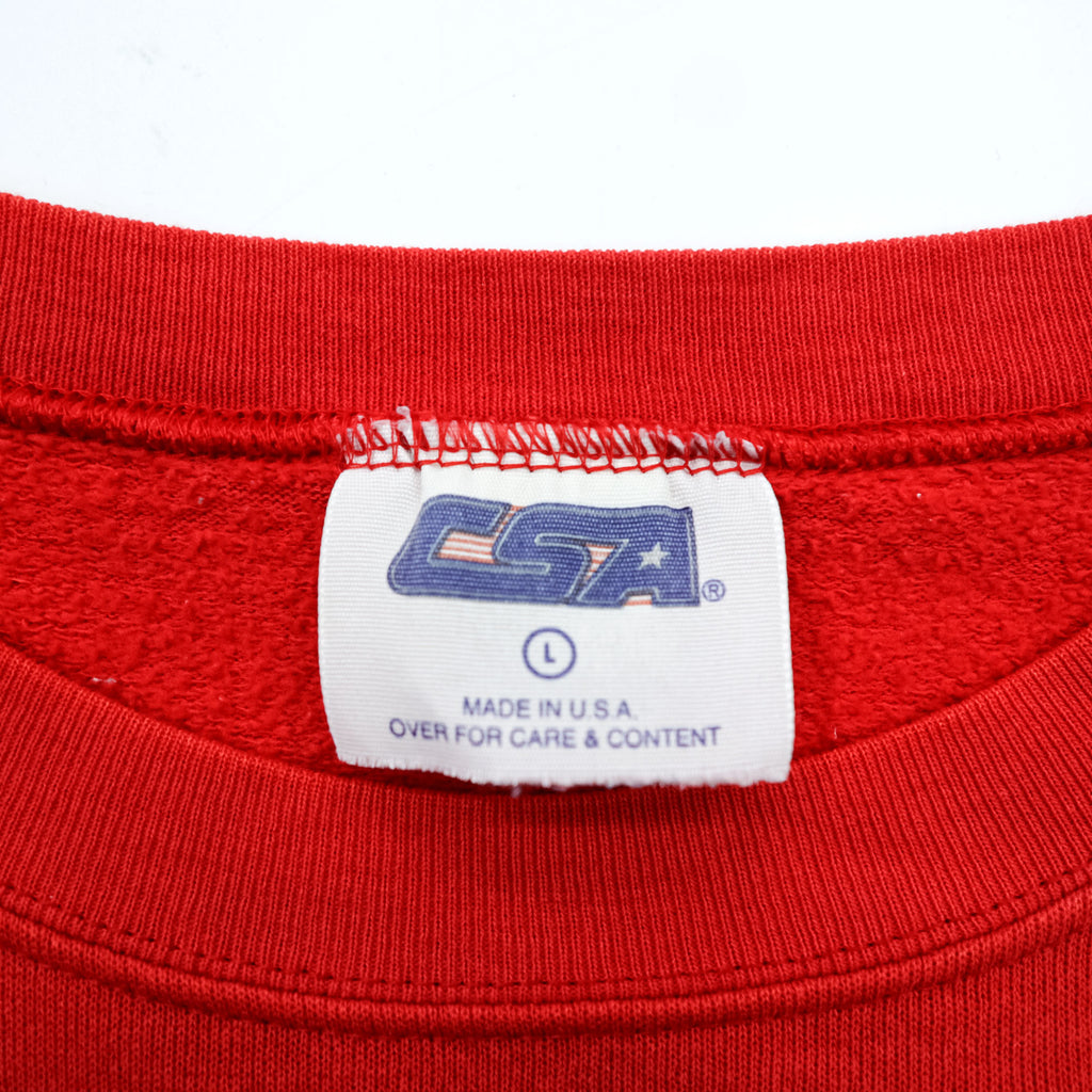  CSA 90s USA Made Vintage Football Sweatshirt Red L Cotton