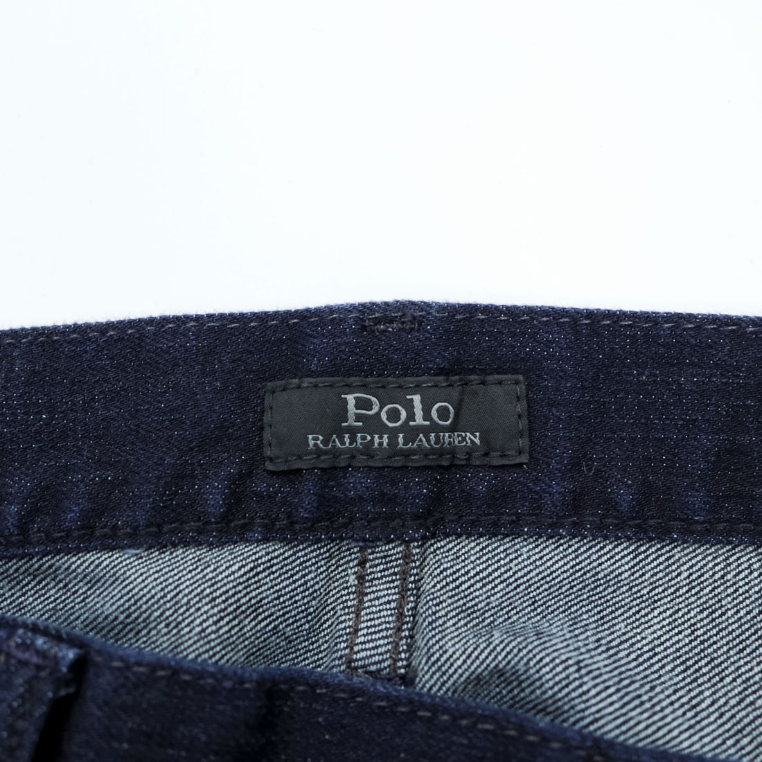 Polo Ralph Lauren デニムパンツ ジーンズ M ストレッチ インディゴ ネイビー 濃紺 スリム ストレート レザーパッチ THE VARICK SLIM STRAIGHT