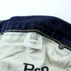 Polo Ralph Lauren Vintage Distressed Straight Denim Jeans L Stretch Indigo Blue Leather Patch VARICK SLIM STRAIGHT