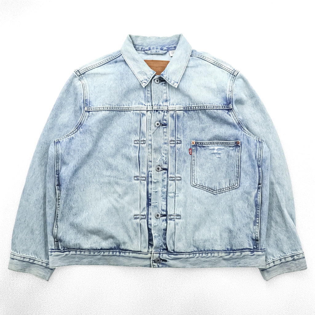 Levi's 大戦モデル 1stタイプ ビッグE ダメージ加工 デニム トラッカージャケット TYPEⅠ Gジャン XL シンチバック 短丈 ダブルプリーツ PREMIUM A3174-0006