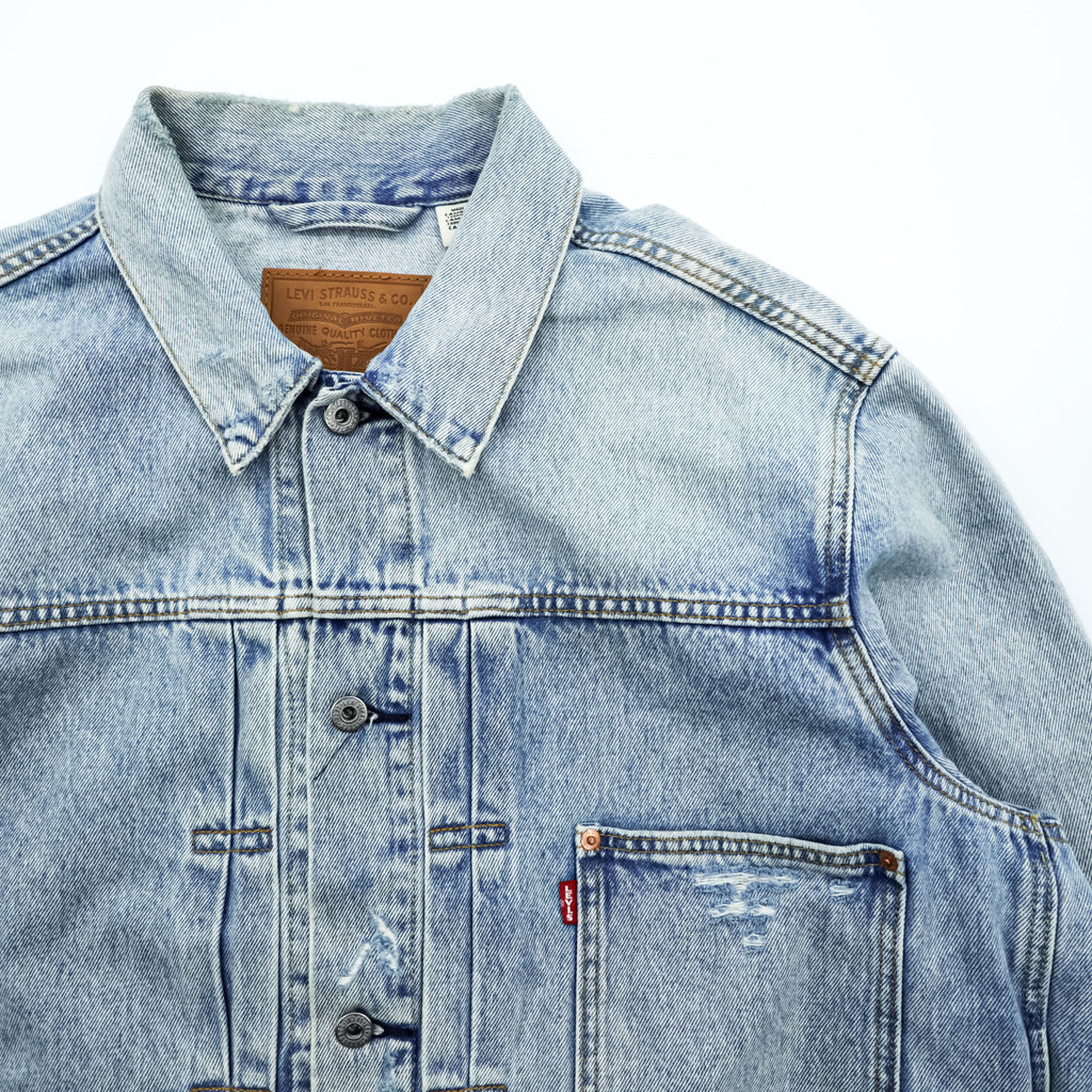 Levi's 大戦モデル 1stタイプ ビッグE ダメージ加工 デニム トラッカージャケット TYPEⅠ Gジャン XL シンチバック 短丈 ダブルプリーツ PREMIUM A3174-0006