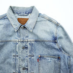 Levi's 大戦モデル 1stタイプ ビッグE ダメージ加工 デニム トラッカージャケット TYPEⅠ Gジャン XL シンチバック 短丈 ダブルプリーツ PREMIUM A3174-0006