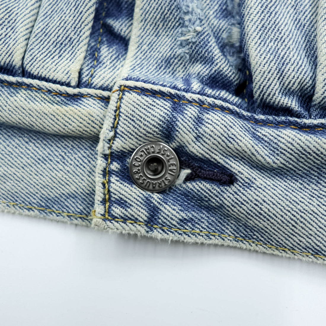 Levi's 大戦モデル 1stタイプ ビッグE ダメージ加工 デニム トラッカージャケット TYPEⅠ Gジャン XL シンチバック 短丈 ダブルプリーツ PREMIUM A3174-0006