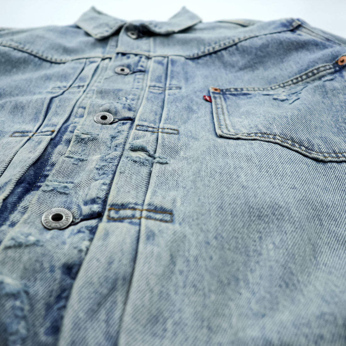 Levi's 大戦モデル 1stタイプ ビッグE ダメージ加工 デニム トラッカージャケット TYPEⅠ Gジャン XL シンチバック 短丈 ダブルプリーツ PREMIUM A3174-0006