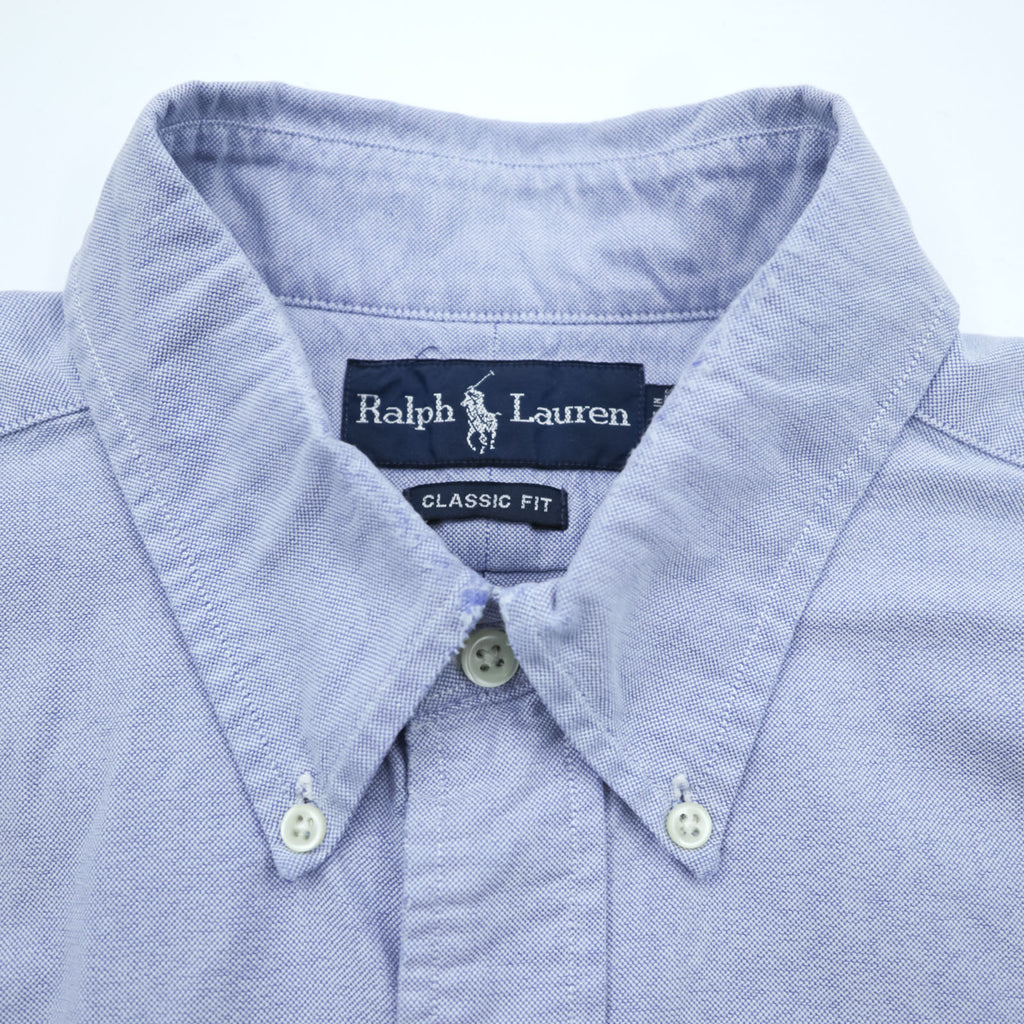 Ralph Lauren 90年代 クラシックフィット オックスフォード ボタンダウンシャツ L ブルー スモールポニー 刺繍 ロゴ 胸ポケット