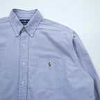 Ralph Lauren 90年代 クラシックフィット オックスフォード ボタンダウンシャツ L ブルー スモールポニー 刺繍 ロゴ 胸ポケット