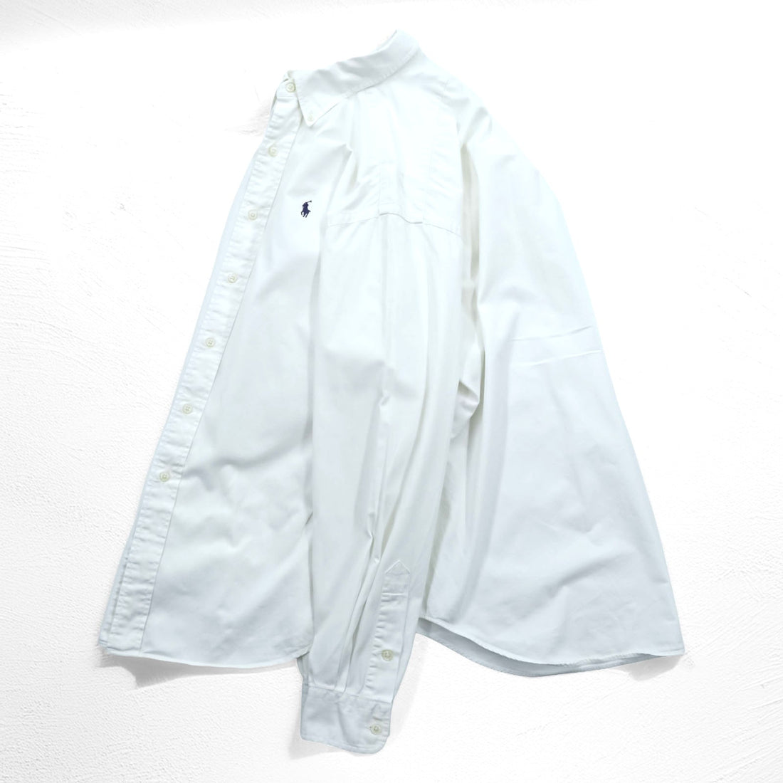 Ralph Lauren 90s Oxford button-down shirt, size L, white, black, with small pony embroidery.