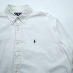 Ralph Lauren 90s Oxford button-down shirt, size L, white, black, with small pony embroidery.