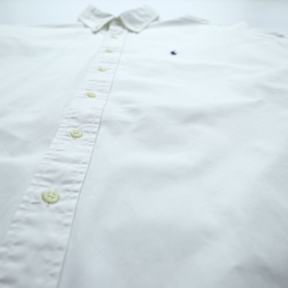 Ralph Lauren 90s Oxford button-down shirt, size L, white, black, with small pony embroidery.