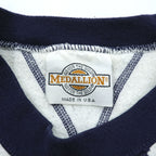 90年代 USA製 ヴィンテージ MEDALLION ラグラン 両V スウェット トレーナー M グレー ネイビー Sparkies for Breakfast