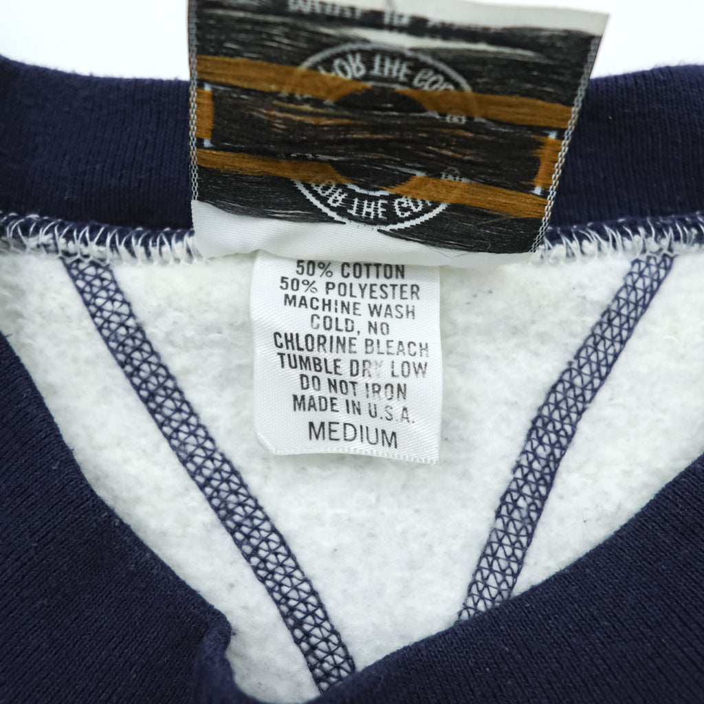 90年代 USA製 ヴィンテージ MEDALLION ラグラン 両V スウェット トレーナー M グレー ネイビー Sparkies for Breakfast