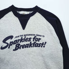 90年代 USA製 ヴィンテージ MEDALLION ラグラン 両V スウェット トレーナー M グレー ネイビー Sparkies for Breakfast