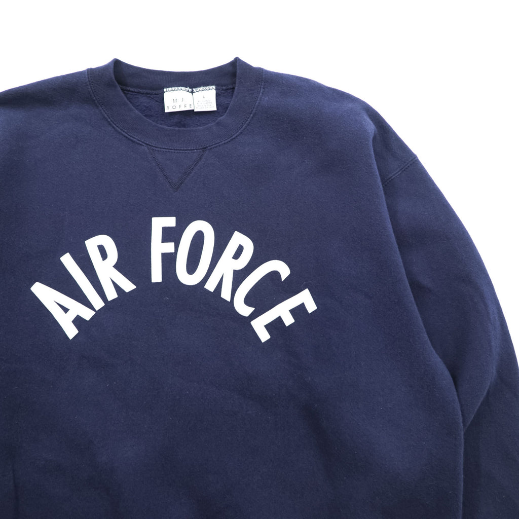 Vintage 90s SOFFE Air Force Sweatshirt Navy Blue Size L Made in USA V-Gusset Military