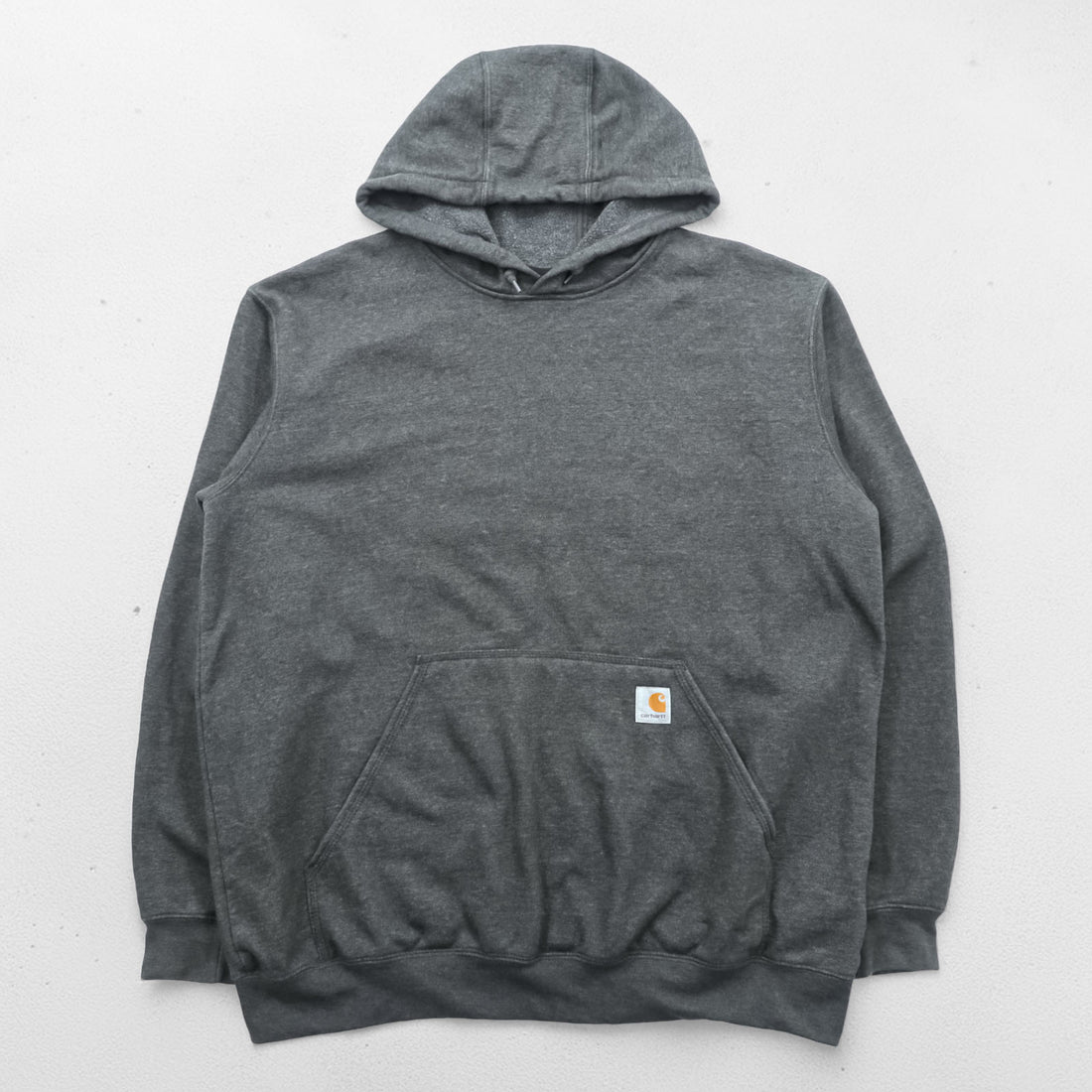 carhartt ルーズフィット プルオーバー パーカー L グレー 袖ロゴ カンガルーポケット TS0288-M