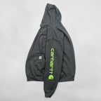 carhartt ルーズフィット プルオーバー パーカー L グレー 袖ロゴ カンガルーポケット TS0288-M