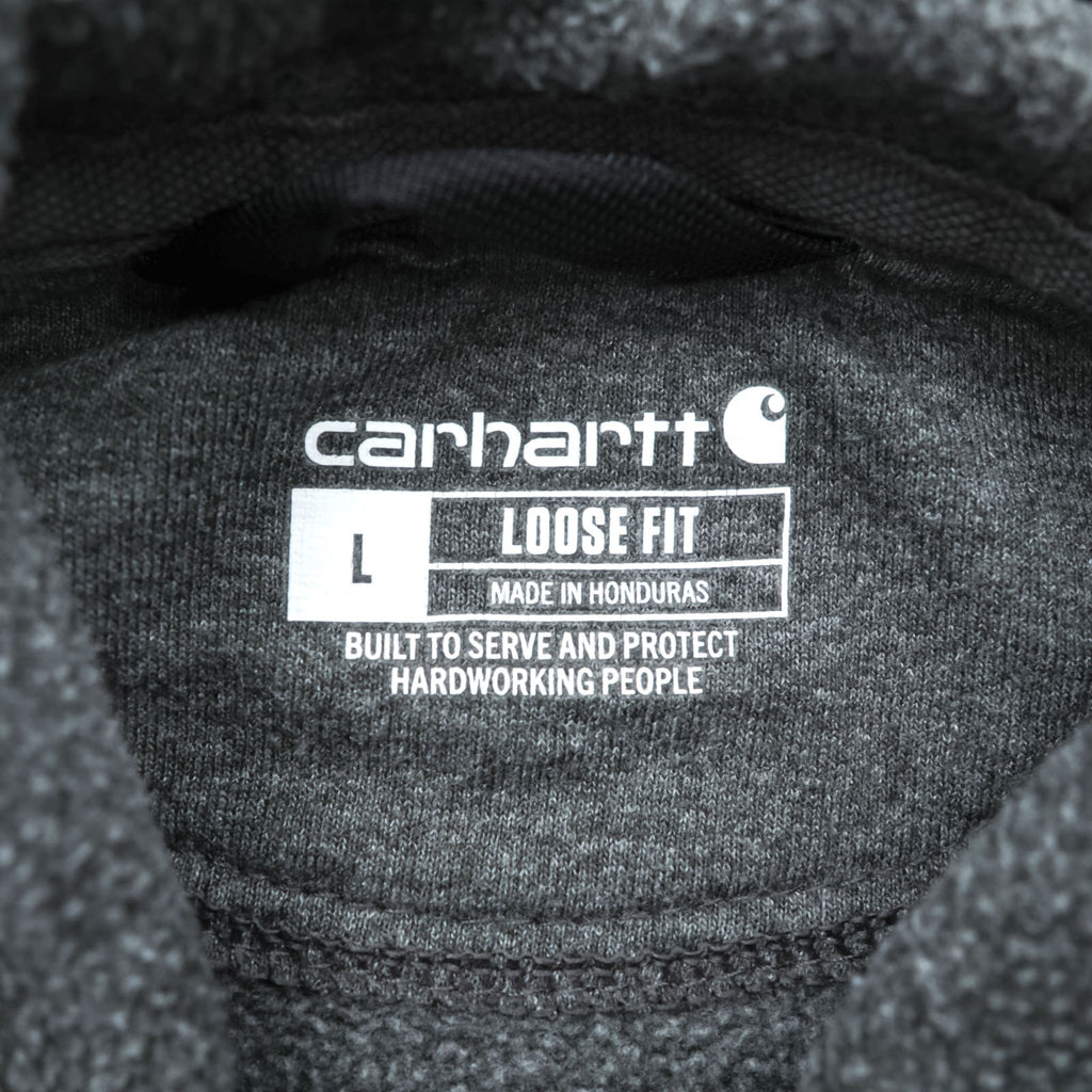 carhartt ルーズフィット プルオーバー パーカー L グレー 袖ロゴ カンガルーポケット TS0288-M