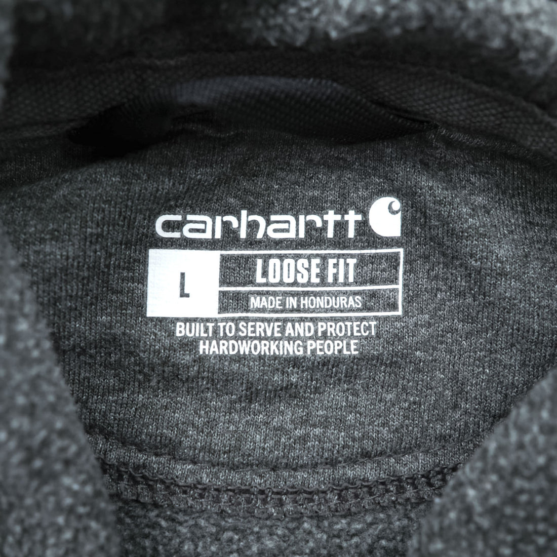 carhartt ルーズフィット プルオーバー パーカー L グレー 袖ロゴ カンガルーポケット TS0288-M