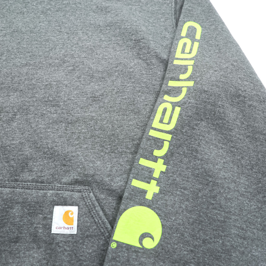 carhartt ルーズフィット プルオーバー パーカー L グレー 袖ロゴ カンガルーポケット TS0288-M