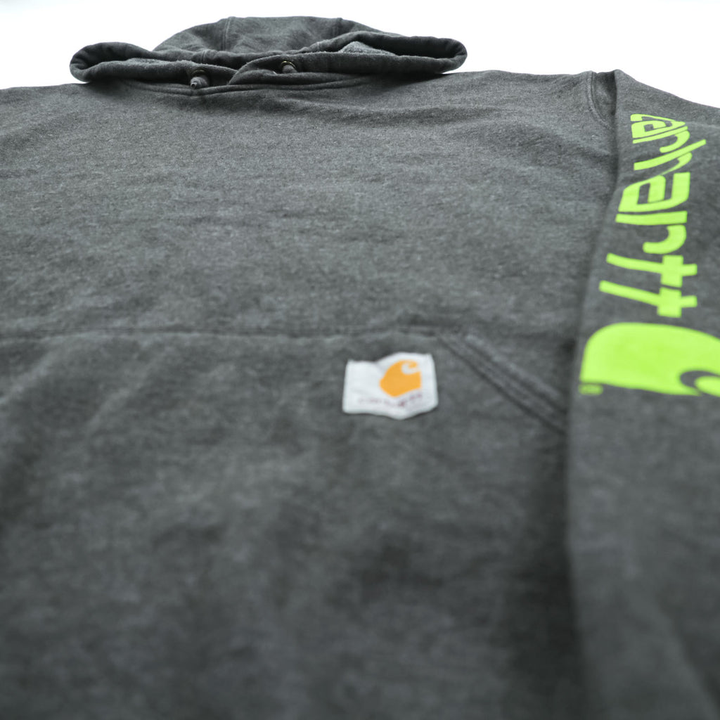 carhartt ルーズフィット プルオーバー パーカー L グレー 袖ロゴ カンガルーポケット TS0288-M