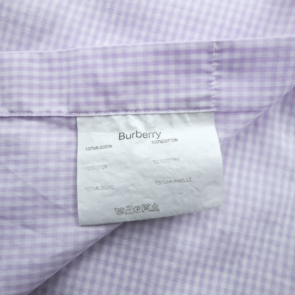 BURBERRY button-down shirt, size XL and up, checked pattern, single-point logo, purple, white. NEW BRADYS