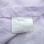 BURBERRY button-down shirt, size XL and up, checked pattern, single-point logo, purple, white. NEW BRADYS