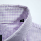 BURBERRY button-down shirt, size XL and up, checked pattern, single-point logo, purple, white. NEW BRADYS