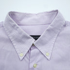 BURBERRY button-down shirt, size XL and up, checked pattern, single-point logo, purple, white. NEW BRADYS