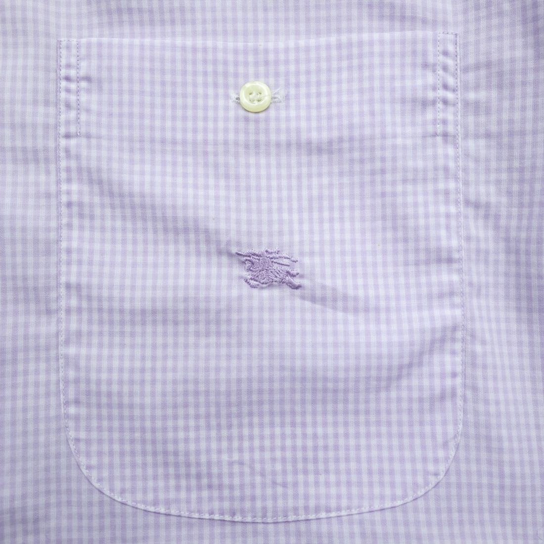 BURBERRY button-down shirt, size XL and up, checked pattern, single-point logo, purple, white. NEW BRADYS