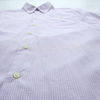 BURBERRY button-down shirt, size XL and up, checked pattern, single-point logo, purple, white. NEW BRADYS